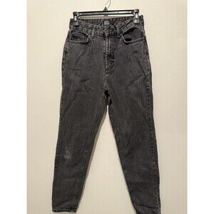 BDG Urban Outfitters Mom Jeans Womens 25 Black Denim Mid Rise Fly Zip Dark Wash